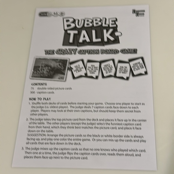 UNIVERSITY GAMES Bubble Talk - Crazy Caption Board Game - Complete - NWOT - Picture 6 of 9